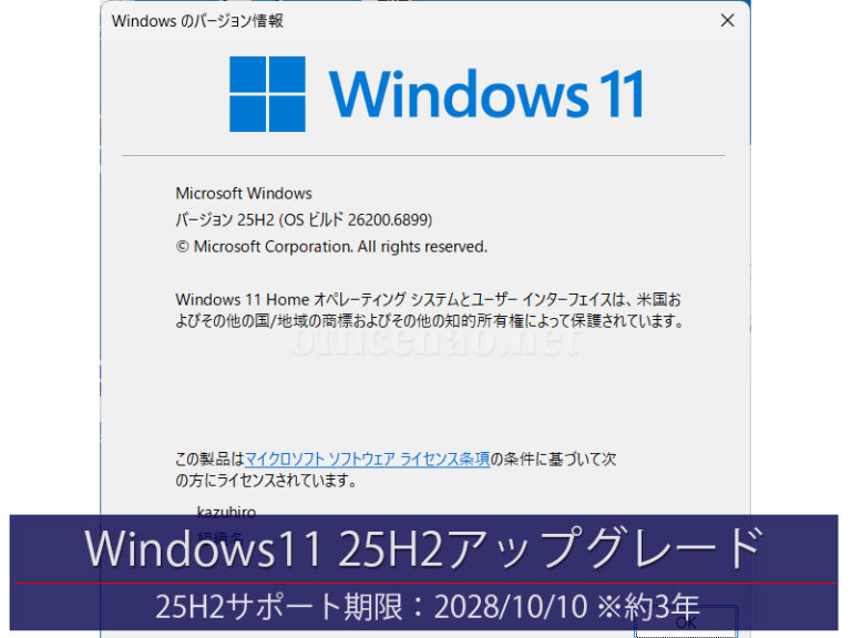 Windows11最新版(25H2)アップグレード－NAO事務所デスクトップにてテスト